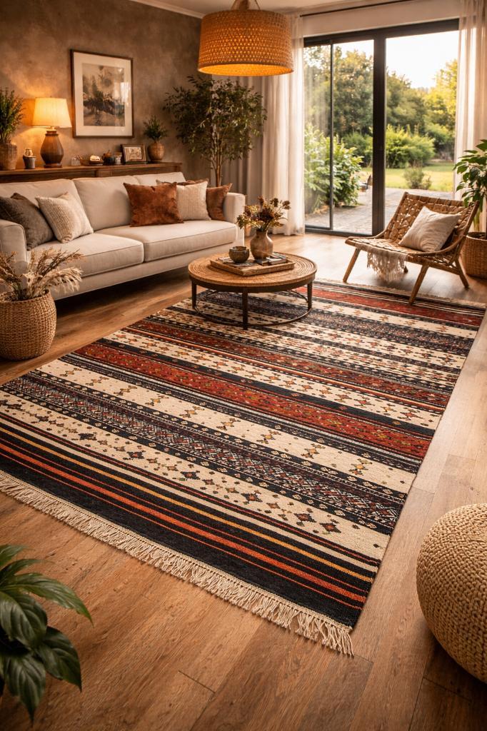 Marokko Kilim Handgeweven ( Morocco Kilim ) 245 x 144, Huis en Inrichting, Stoffering | Tapijten en Kleden, Zo goed als nieuw