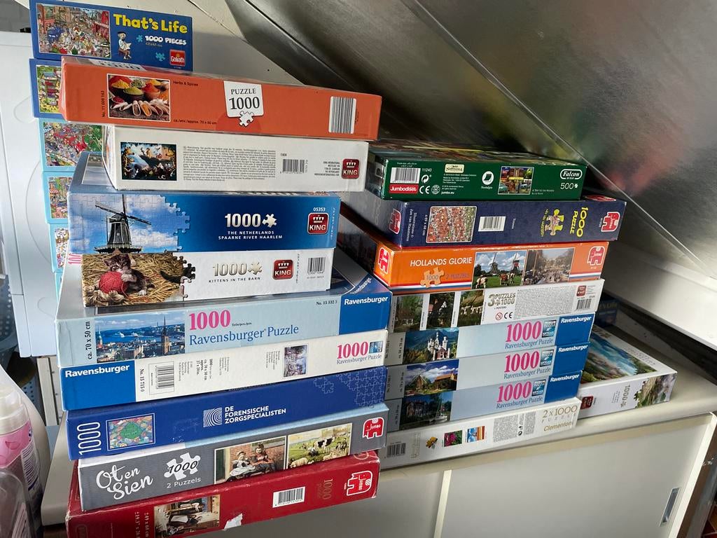Grote collectie legpuzzels (1000 stukjes), Ophalen, 500 t/m 1500 stukjes, Gebruikt, Legpuzzel