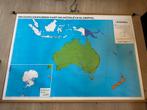Schoolplaat Australië en de Zuidpool, Antiek en Kunst, Antiek | Schoolplaten, Ophalen, Aardrijkskunde