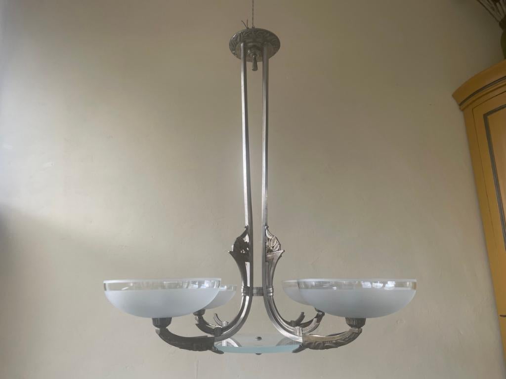 Grote Lamp Hanglamp Plafondlamp art deco 1930 Frans, Antiek en Kunst, Ophalen