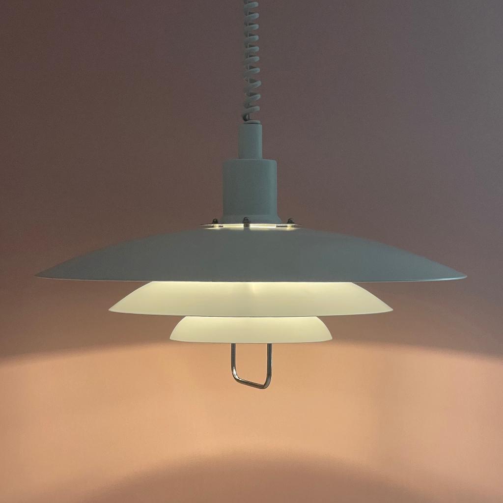 witte XL Deense LAMP + trekpendel vintage ala Poulsen retro, Huis en Inrichting, Lampen | Hanglampen, Gebruikt, Ophalen of Verzenden