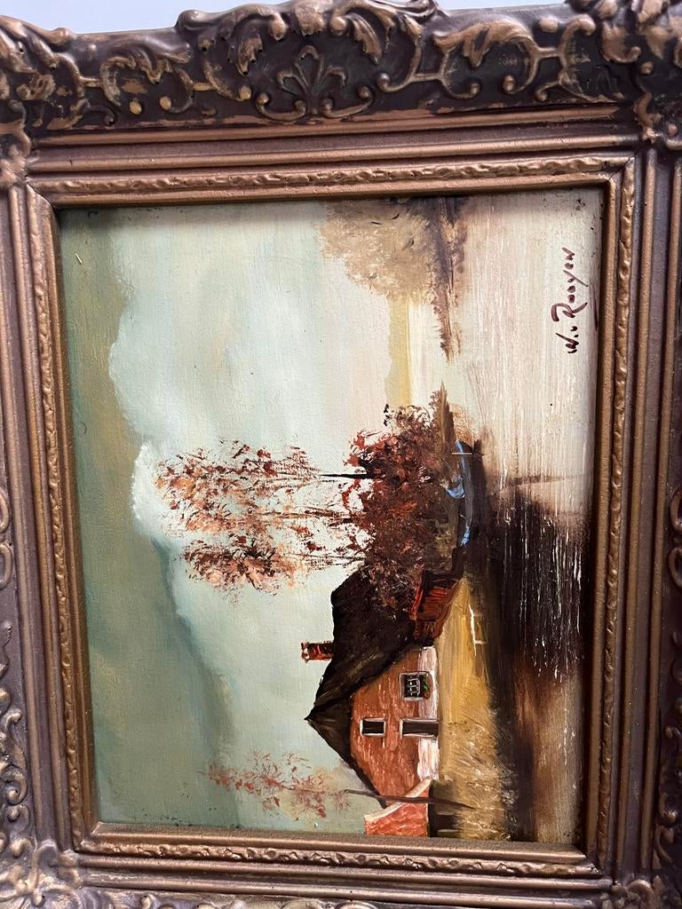 Schilderij van W. Rooyen - Huisje aan het water, Ophalen