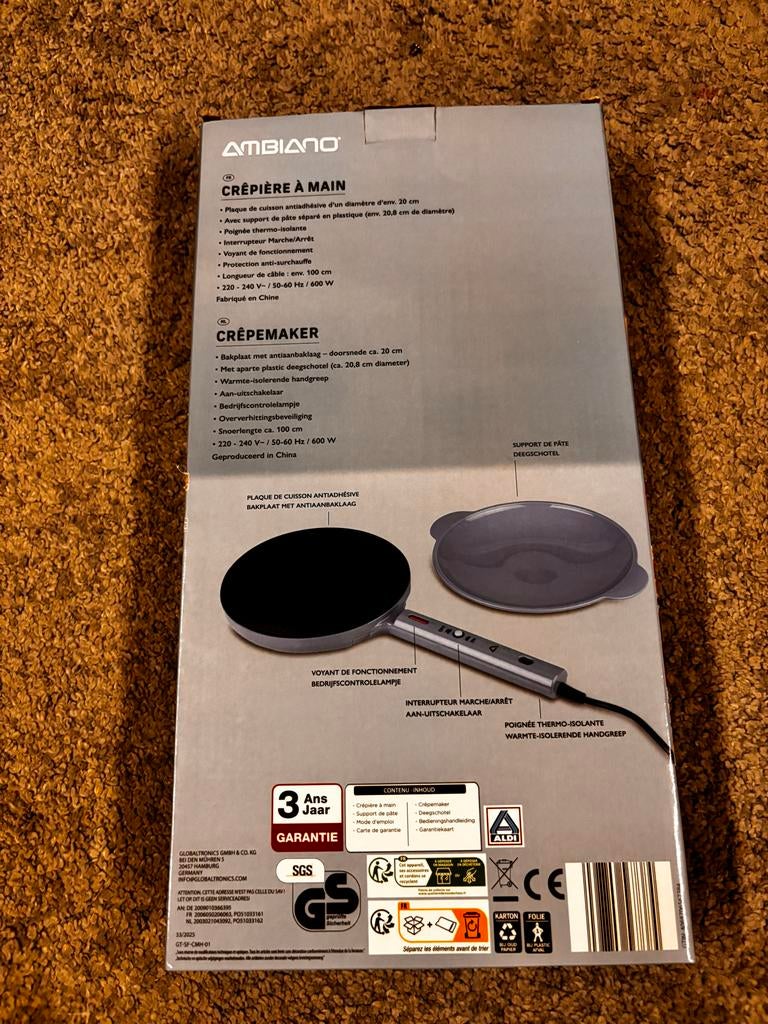Ambiano Crêpe maker, Ophalen of Verzenden, Nieuw
