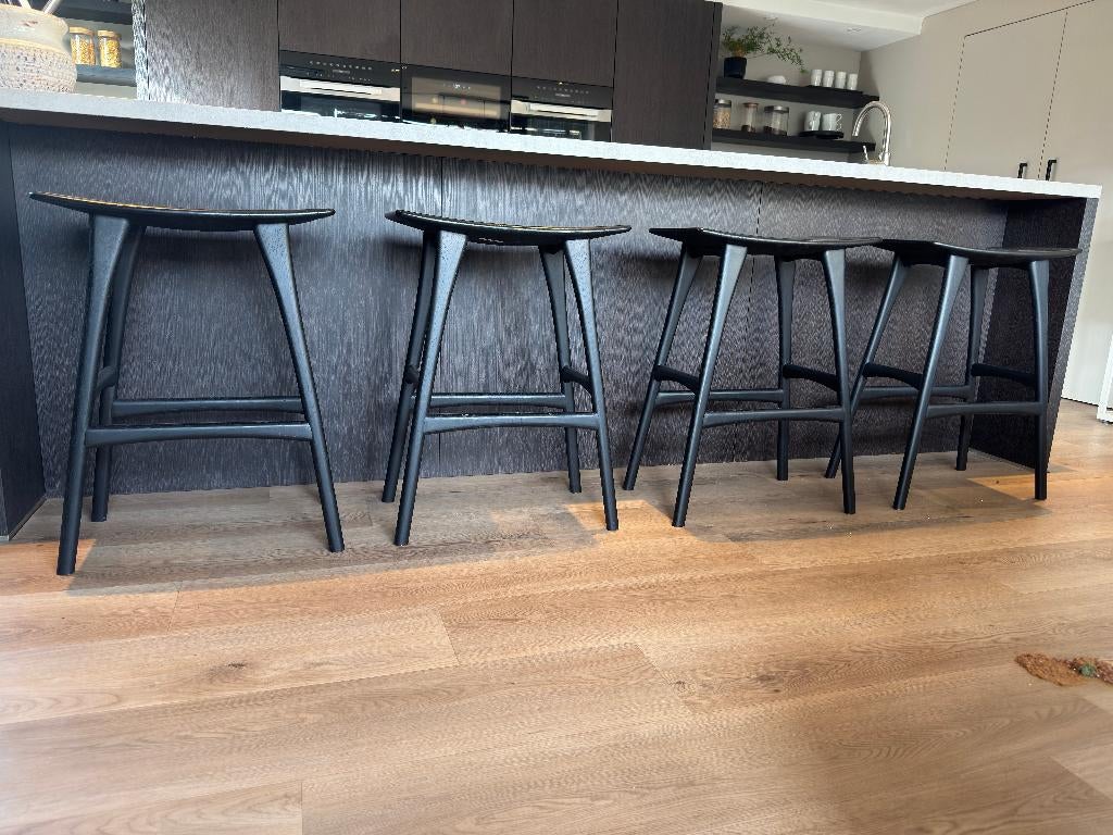 Ethnicraft Osso barkruk 4 stuks, Huis en Inrichting, Barkrukken, Ophalen, 60 tot 90 cm, Zo goed als nieuw, 4 krukken