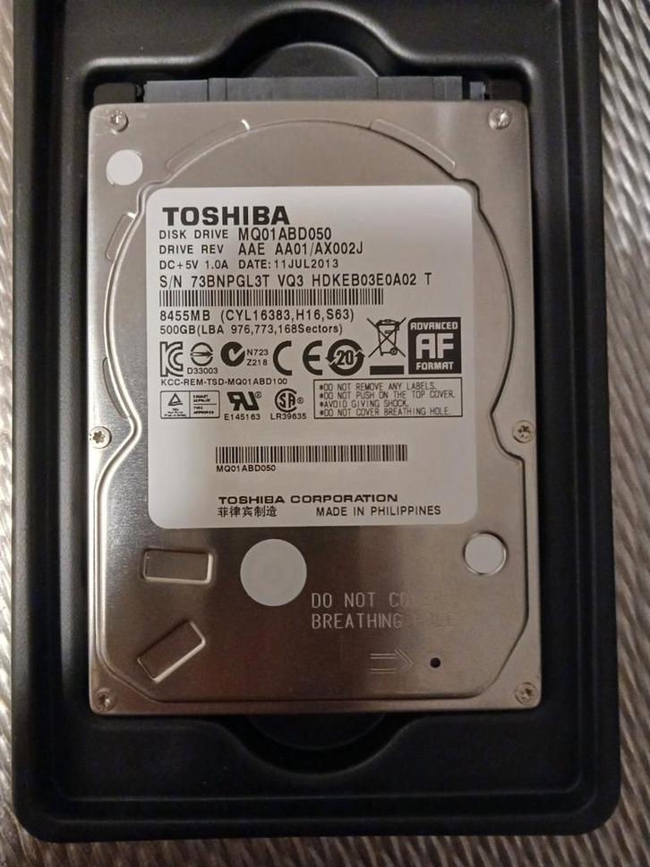 Toshiba MQ01ABD050 500GB HDD - Intern, SATA, Computers en Software, Harde schijven, Gebruikt, Laptop, Intern, HDD, SATA, Ophalen of Verzenden