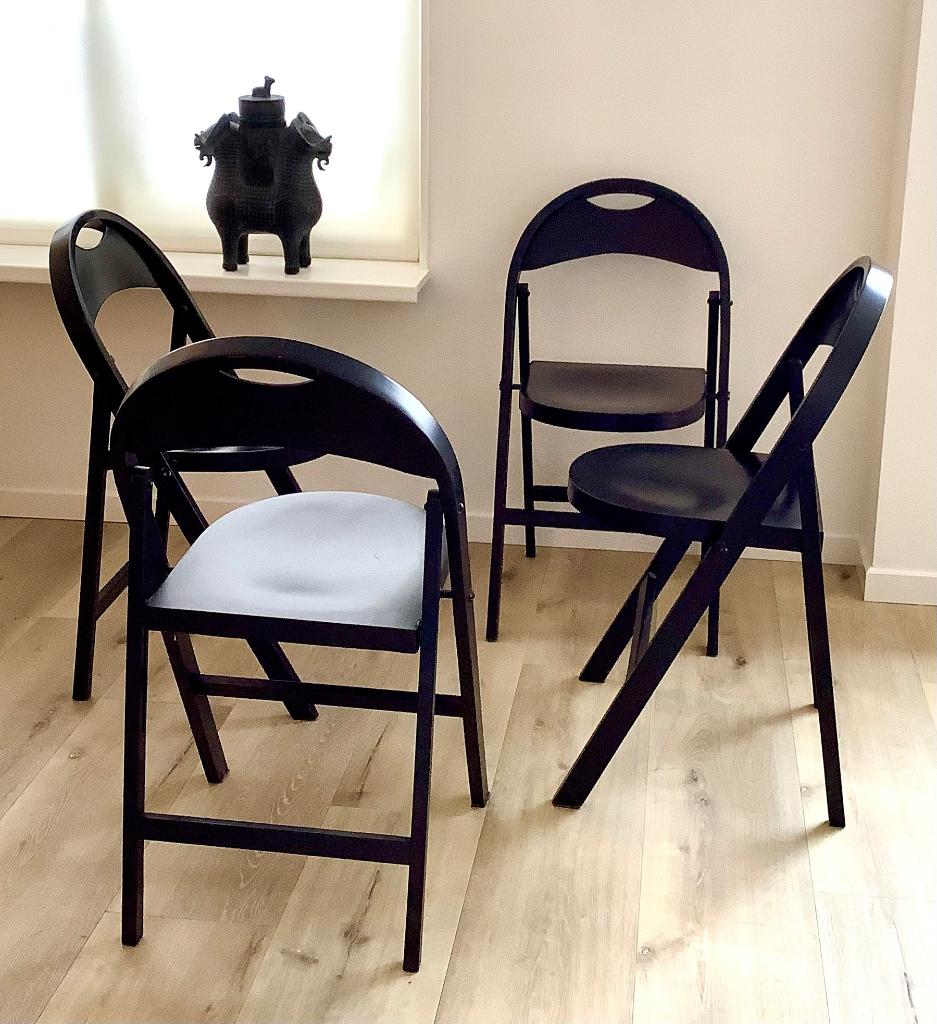 4X Klapstoelen Tric Van Achille En Pier Giacomo Gastiglione, Huis en Inrichting, Stoelen, Ophalen, Gebruikt, Zwart, Design