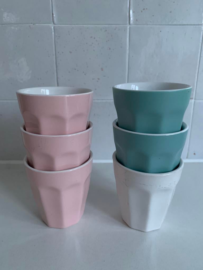 Leuke espressomokjes van de HEMA, Ophalen of Verzenden, Gebruikt, Effen, Kop(pen) en/of Schotel(s)