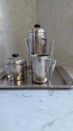 Art Deco verzilverd koffieservies strak model zwart knopjes, Ophalen of Verzenden