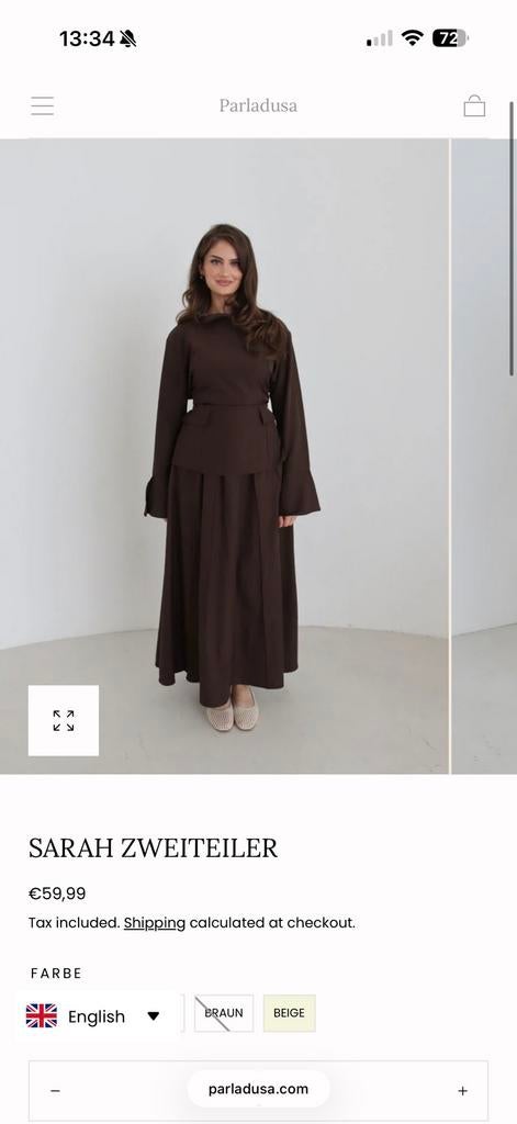 Parladusa nieuwe two piece set, co ord set bruin one size, Verzenden, Zo goed als nieuw, Bruin, Onder de knie