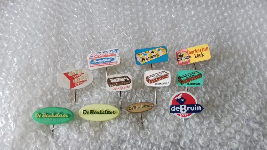 11 verschillende speldjes koek,  koekjes., Verzamelen, Ophalen of Verzenden, Zo goed als nieuw, Overige onderwerpen