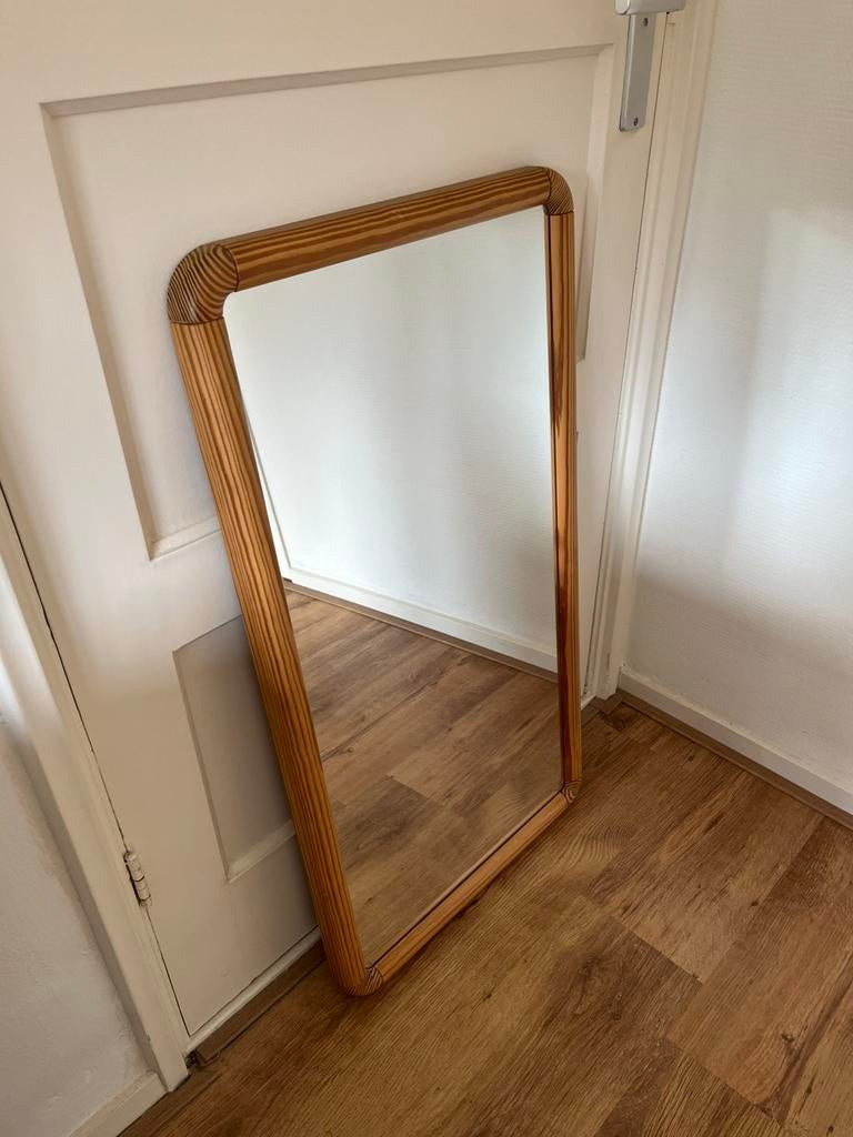 Vintage spiegel antiek rotan bohemian boho wandspiegel, Ophalen, Minder dan 50 cm, Zo goed als nieuw, Minder dan 100 cm