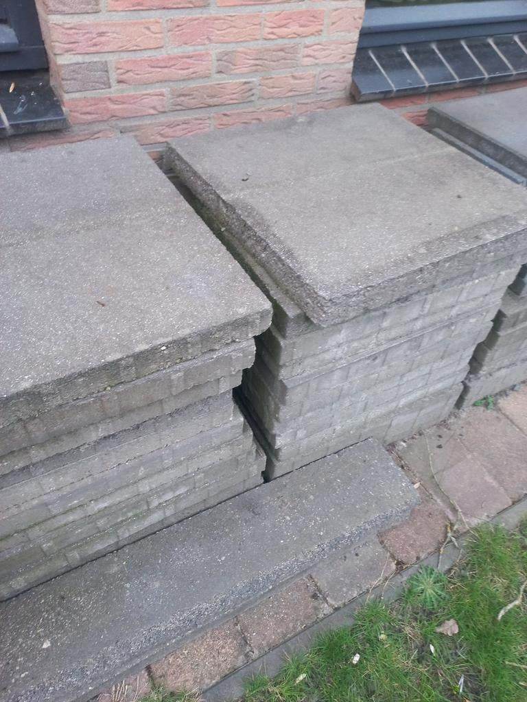 Gebruikte antraciet 60x60 terrastegels - 10 m² of meer, Tuin en Terras, Tegels en Klinkers, Ophalen, Gebruikt, 10 m² of meer, Beton