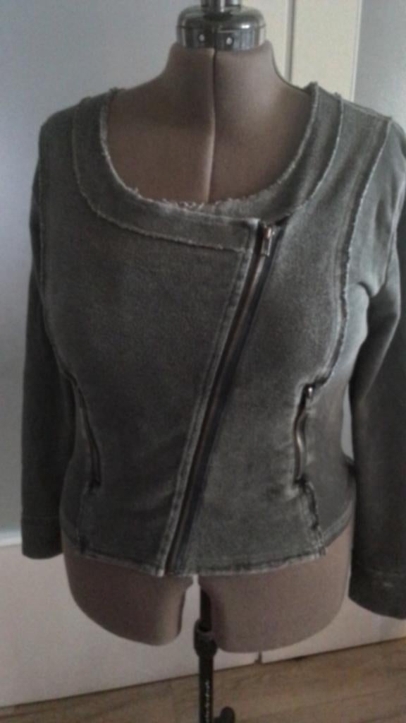 Grijs asymmetrisch katoenen vest L, Kleding | Dames, Ophalen of Verzenden, Zo goed als nieuw, Grijs