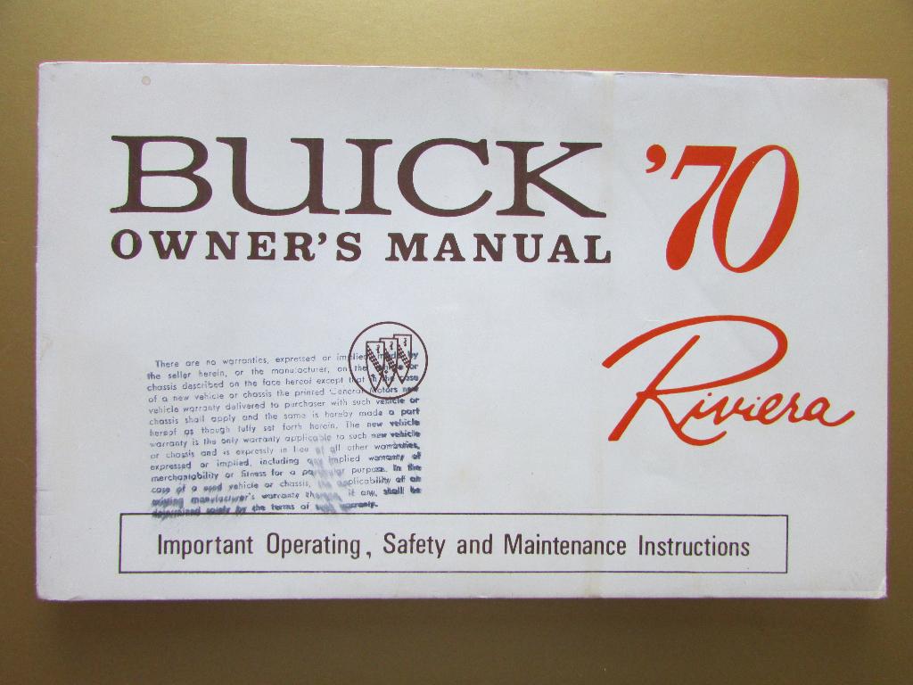 1970 BUICK Riviera owner's manual, Engels, Ophalen of Verzenden