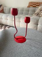 Rode kandelaar met twee houders, Gebruikt, Ophalen of Verzenden, Metaal, Rood