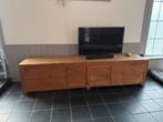 Massief teak TV meubel, Ophalen, Met deur(en), Teakhout, Zo goed als nieuw