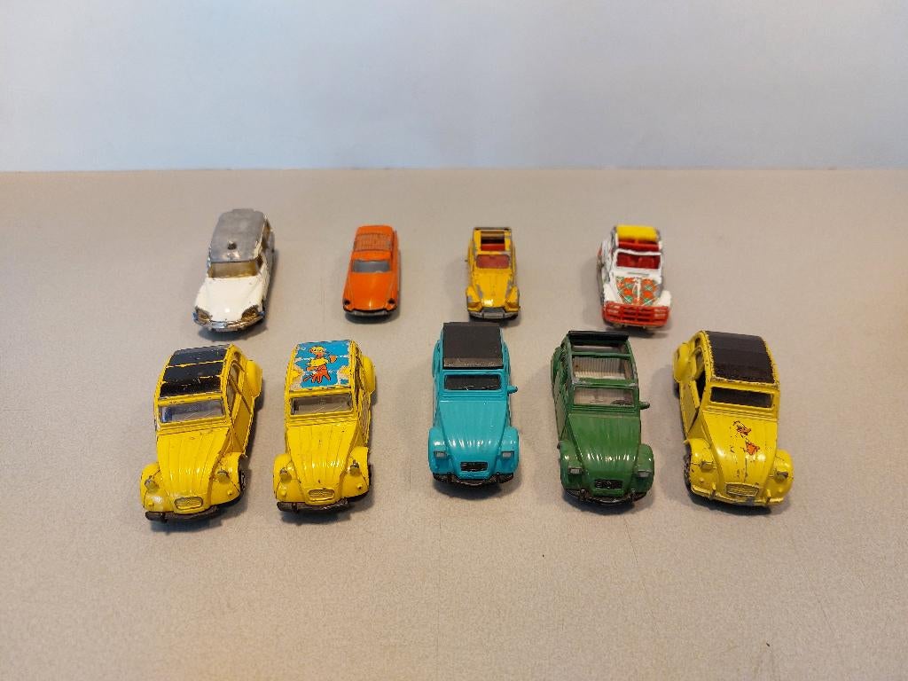 10 diverse Citroën, 2cv, Dyane - DS, Siku, Majorette, Corgi, Ophalen of Verzenden, Gebruikt, Auto