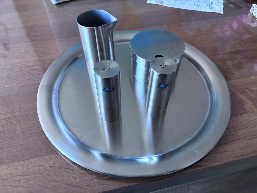 Zack setje blad, melk kannetje, suiker en zout en peper, Ophalen of Verzenden, Zo goed als nieuw