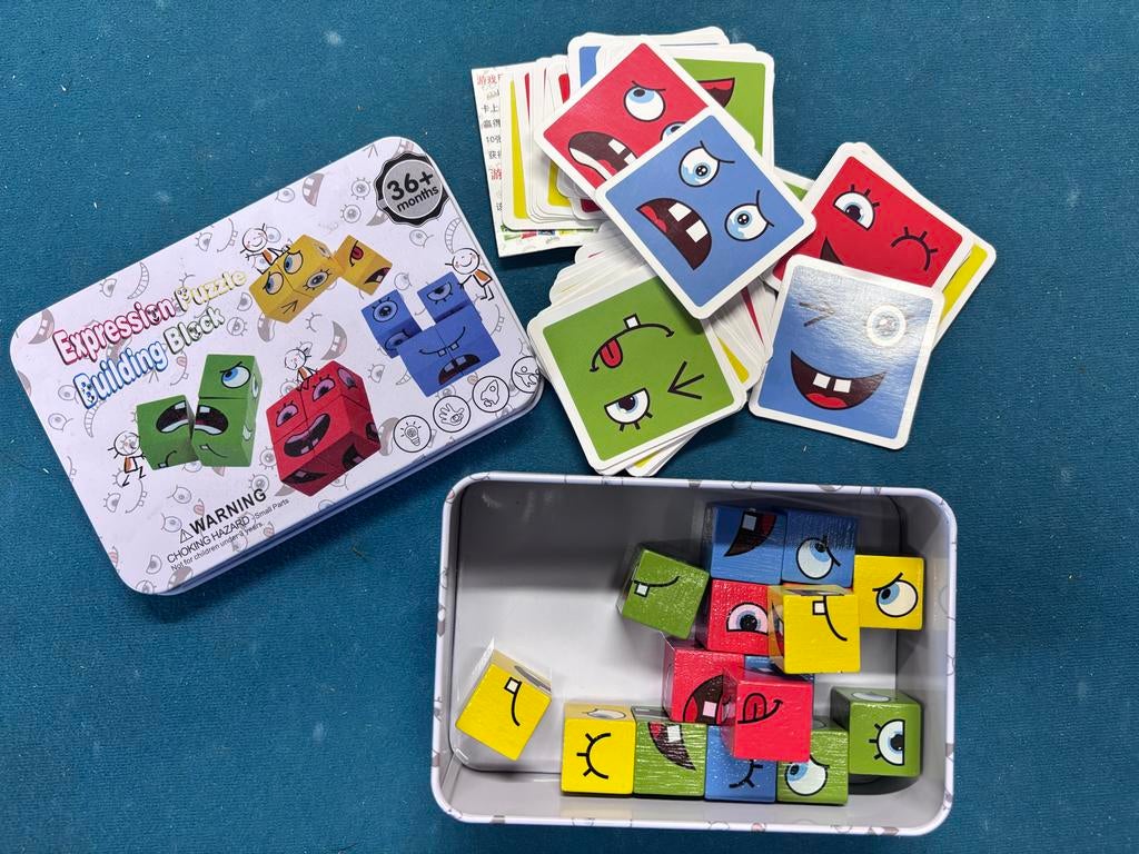 Houten blokken puzzel - Expressie Bouwstenen, Ophalen of Verzenden, Zo goed als nieuw, Overige merken