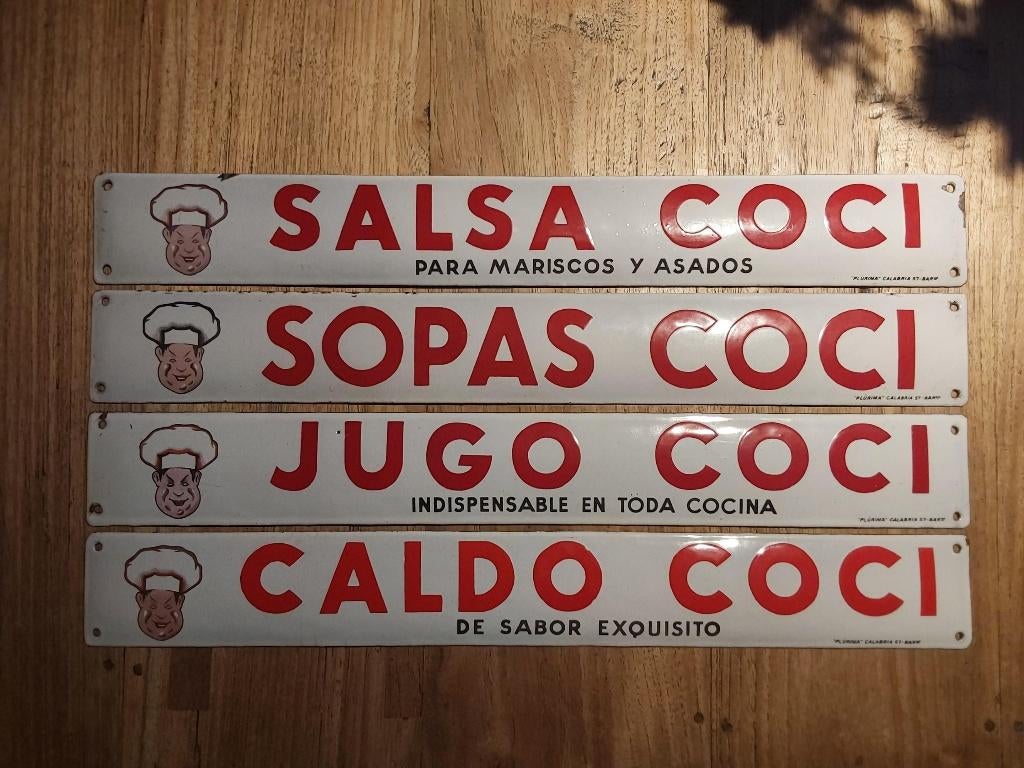 Emaille Reclamebord Bord van Caldo Coci verzameling, Verzamelen, Ophalen of Verzenden, Zo goed als nieuw, Reclamebord