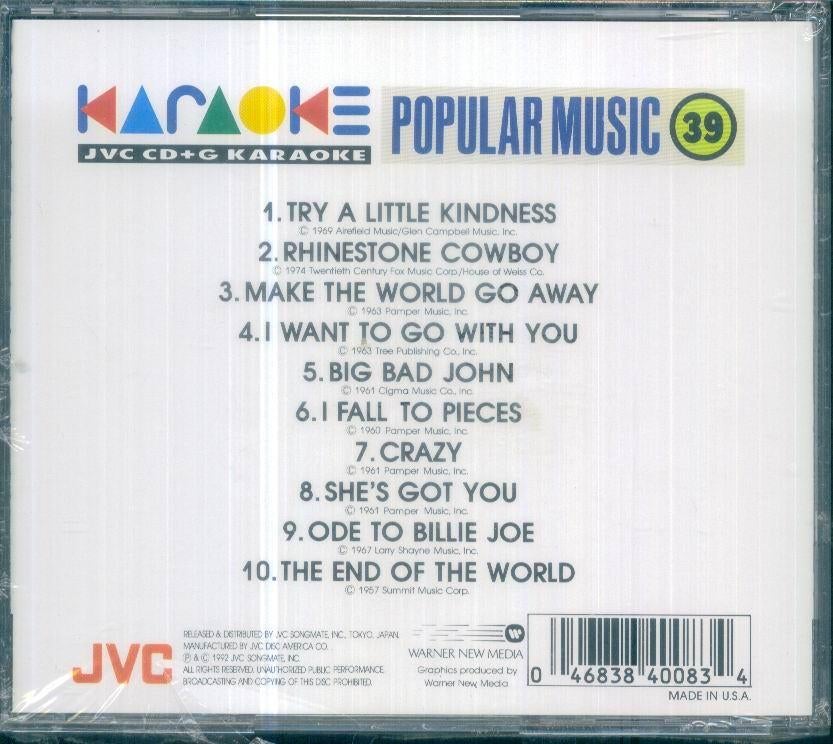 cd van Karaoke Popular Music 39 [ jvc CD+G], Ophalen of Verzenden, Zo goed als nieuw