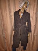 Massimo Dutti Dames Lange Suède Leren Trenchcoat, Maat 46/48 (XL) of groter, Ophalen of Verzenden, Zo goed als nieuw, Bruin