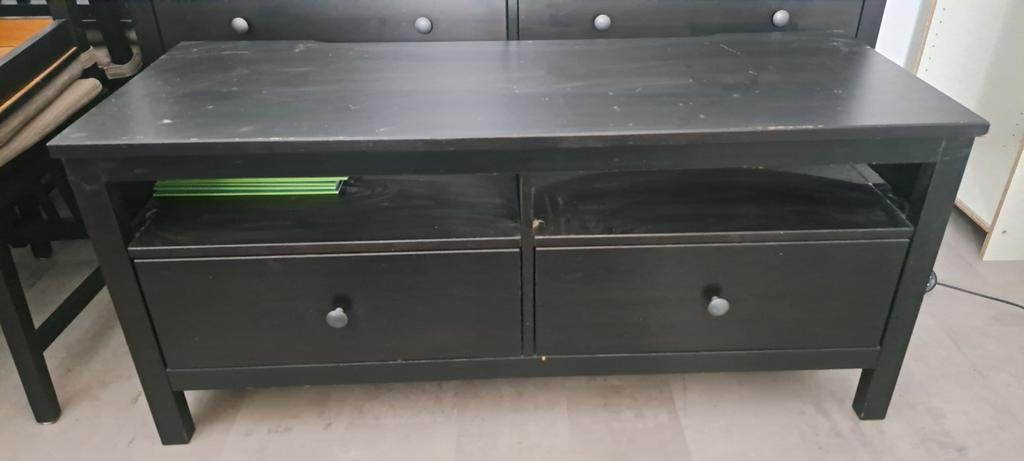 Ikea Hemnes Zwart televisiemeubel met lades, Ophalen, 25 tot 50 cm, Minder dan 100 cm