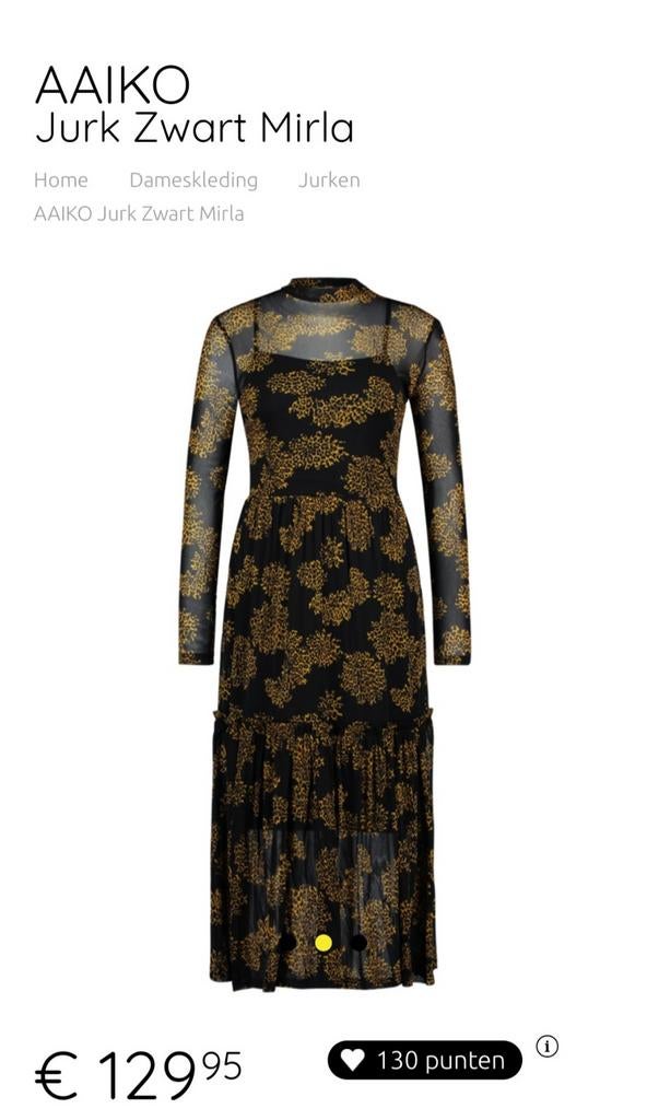 Aaiko jurk L 40 zwart geel/goud, Maat 38/40 (M), Zwart, Ophalen of Verzenden, Zo goed als nieuw