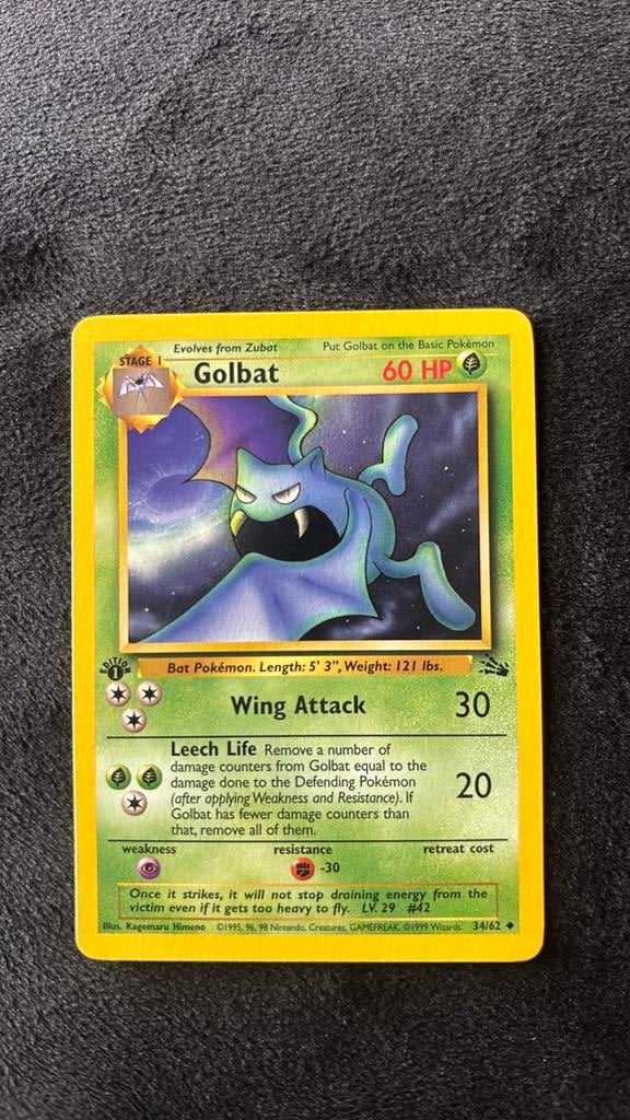 Pokemon Golbat Fossil 1st Edition, Hobby en Vrije tijd, Verzamelkaartspellen | Pokémon, Ophalen of Verzenden, Zo goed als nieuw