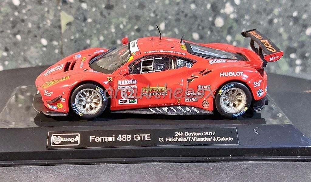 Ferrari 488 GTE #62 2017 1:43 Bburago E027, Hobby en Vrije tijd, Modelauto's | 1:43, Verzenden, Nieuw, Auto, Overige merken