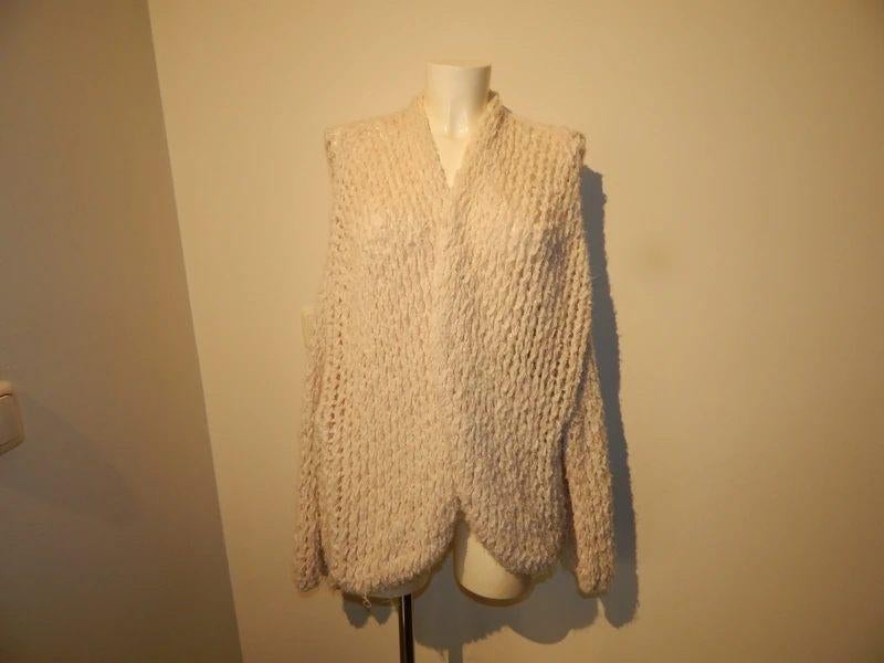 Kiro by Kim grof open gebreid vest parelemoer look glitter