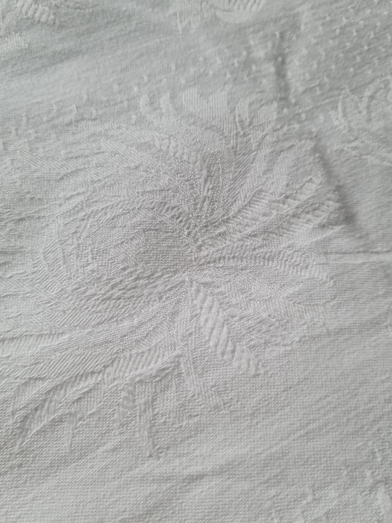 Vintage wit damast geweven peuter dekbed overtrek, Heikant 21 Kaatsheuvel, Jongetje of Meisje, Wit, Dekbedovertrek