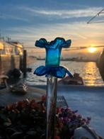 Vintage Sissy boy kandelaar- lange stang, blauwe bloem, Ophalen of Verzenden, Zo goed als nieuw