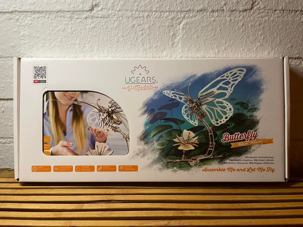 Ugears Houten Vlinder 3D Puzzel Bouwpakket, Hobby en Vrije tijd, Overige merken, Nieuw, Ophalen of Verzenden, Groter dan 1:32