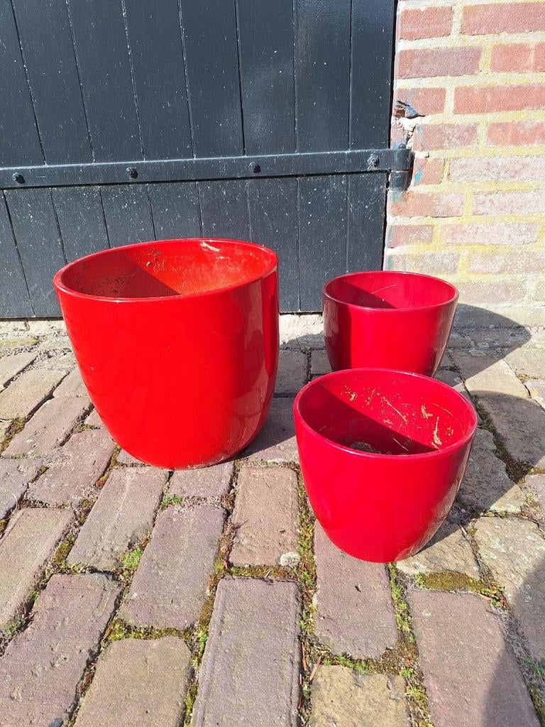 Rode bloempotten, Ophalen, Rond, Aardewerk, Minder dan 40 cm