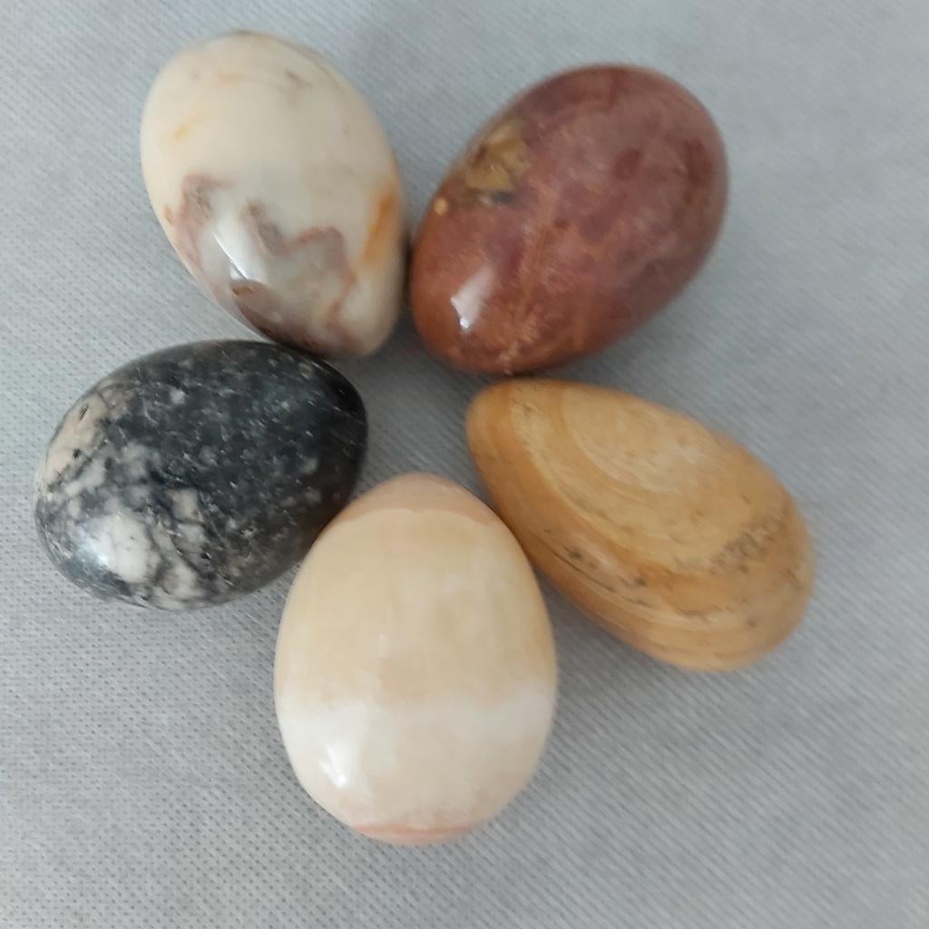 5 Mooie marmeren eieren, Verzamelen, Ophalen of Verzenden, Mineraal