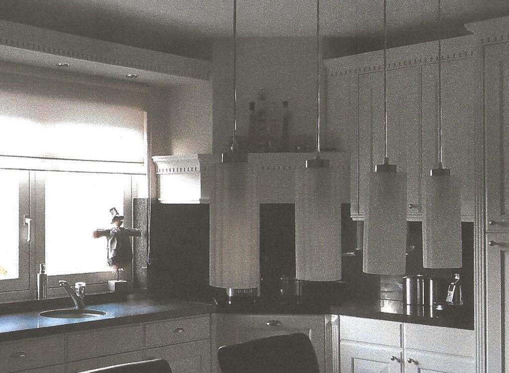 Hanglamp RVS kap met 4 losse hanglampen matglas, Ophalen, Zo goed als nieuw, Metaal, 75 cm of meer