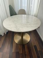 Ronde marmeren eettafel met gouden voet 105cm, Huis en Inrichting, Tafels | Eettafels, Overige materialen, Gebruikt, 100 tot 150 cm