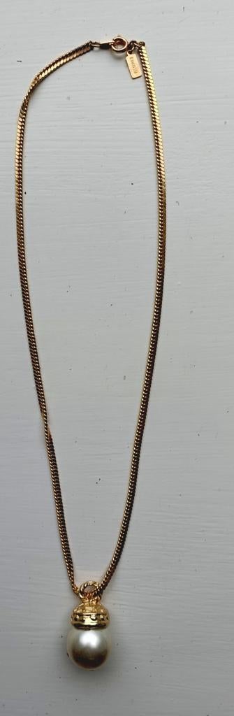 Elegante Comtessa ketting met parel - Vintage look, Sieraden, Tassen en Uiterlijk, Kettingen, Gebruikt, Ophalen of Verzenden, Goud