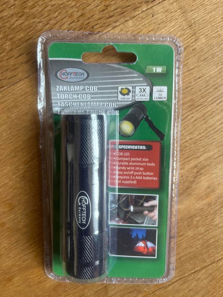 HOFFTECH Germany COB Zaklamp - Compact en Krachtig, Ophalen of Verzenden, Nieuw, Batterij