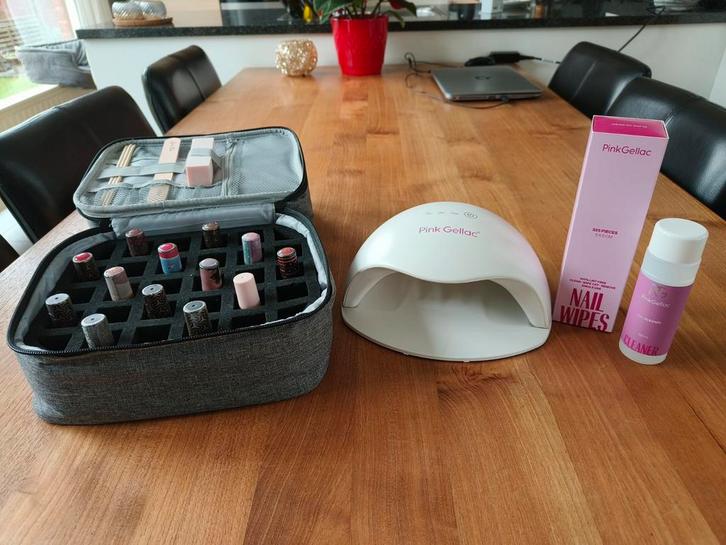 Pink Gellac set, Sieraden, Tassen en Uiterlijk, Uiterlijk | Cosmetica en Make-up, Gebruikt, Handen en Nagels, Wit, Ophalen of Verzenden