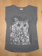 Casual Clothing grijs gemeleerd t-shirt met uil mt S, Kleding | Dames, Casual Clothing, Ophalen of Verzenden, Zo goed als nieuw