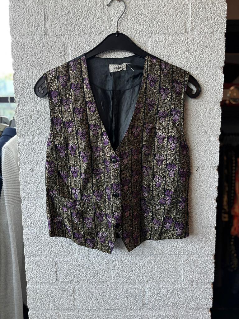 Usha vintage gilet bloemen maat L dames, Ophalen of Verzenden, Zo goed als nieuw, Maat 42/44 (L)