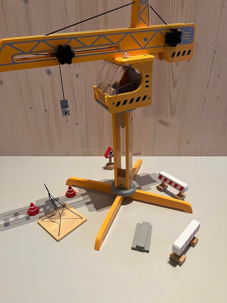 Habe houten speelgoed hijskraan met accessoires, Ophalen of Verzenden, Zo goed als nieuw, Overige typen
