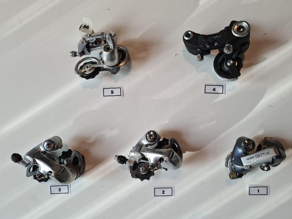 Retro-vintage achter derailleurs Suntour, Shimano, Ofmega, Fietsen en Brommers, Gebruikt, Ophalen of Verzenden, Derailleur of Ketting