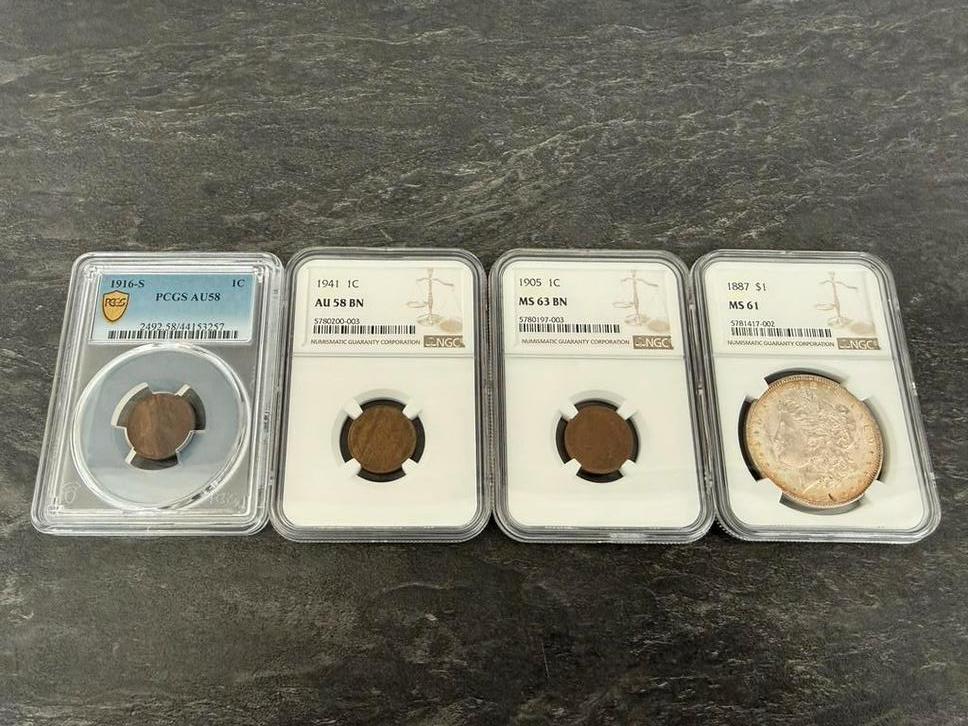 Mooie verzameling Amerikaanse munten in slab, Vóór koninkrijk, Zilver, Losse munt, Overige waardes