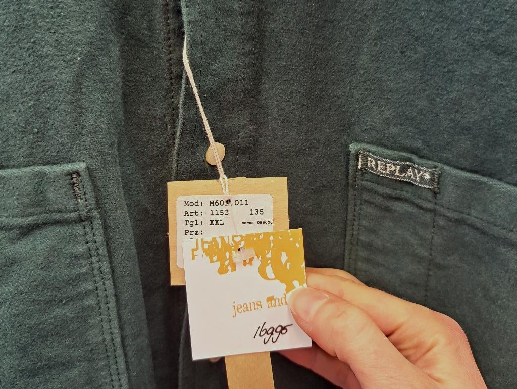 Replay donker groen overhemd nieuw dik materiaal XXL 50063, ., Nieuw, Replay, Ophalen of Verzenden