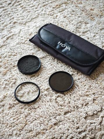 Set van 3 Hoya filters 58mm – UV, ND8, PL – weinig gebruikt  beschikbaar voor biedingen