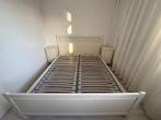 HEMNES bed 180 x 220 incl lattenbodems en nachtkastjes, Wit, Tweepersoons, Ophalen of Verzenden, 180 cm