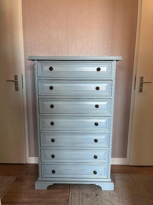 Blauw klassiek/vintage ladenkastje, Huis en Inrichting, Kasten | Ladekasten, Gebruikt, 100 tot 150 cm, 50 tot 100 cm, 25 tot 50 cm